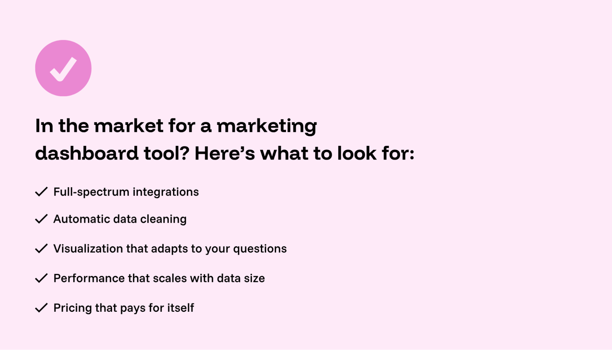 A checklist for comparing features across platforms.