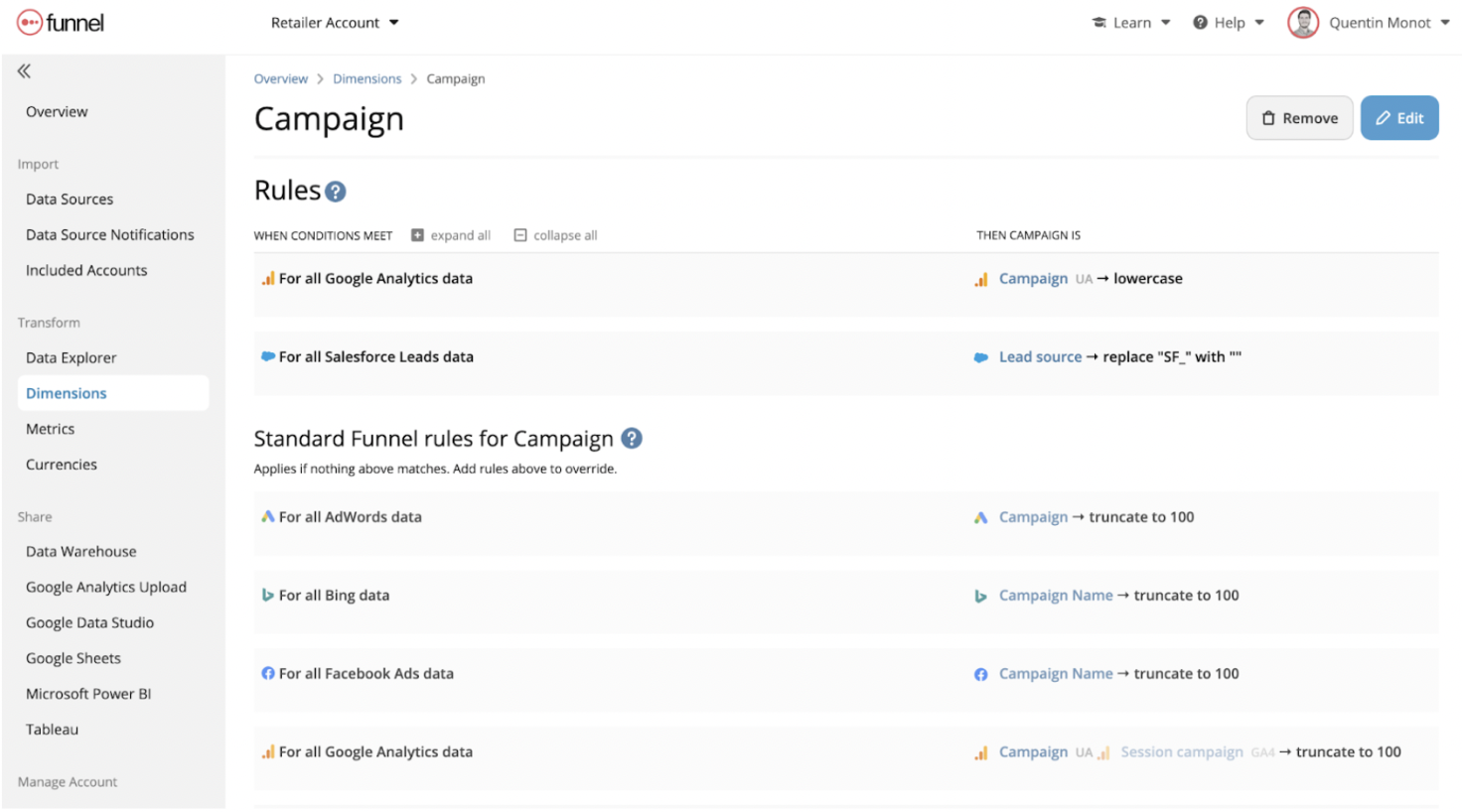 Manipulate and convert data with Funnel