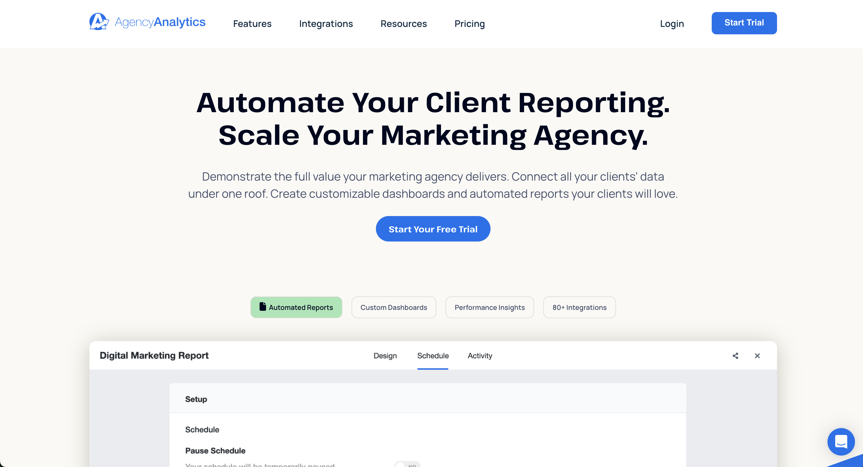 Agency Analytics homepage