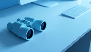 Binoculars on pastel background. 