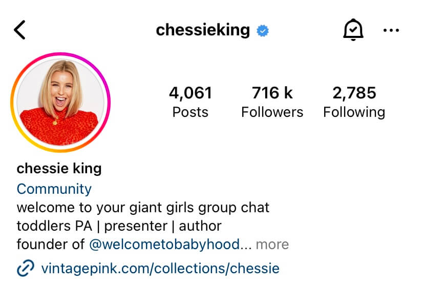 Chessie King’s IG profile