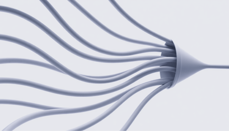 Colorful data connectors converging into a single streamlined dashboard