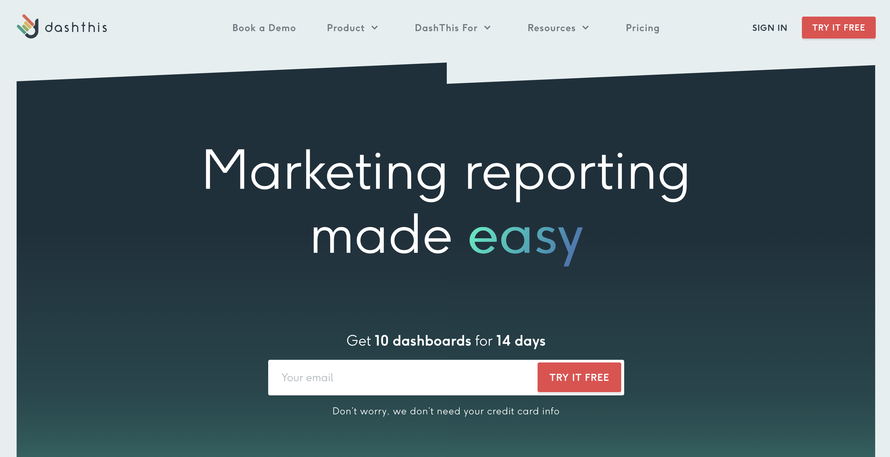 Dashthis homepage