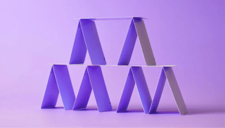 A purple house of cards. 