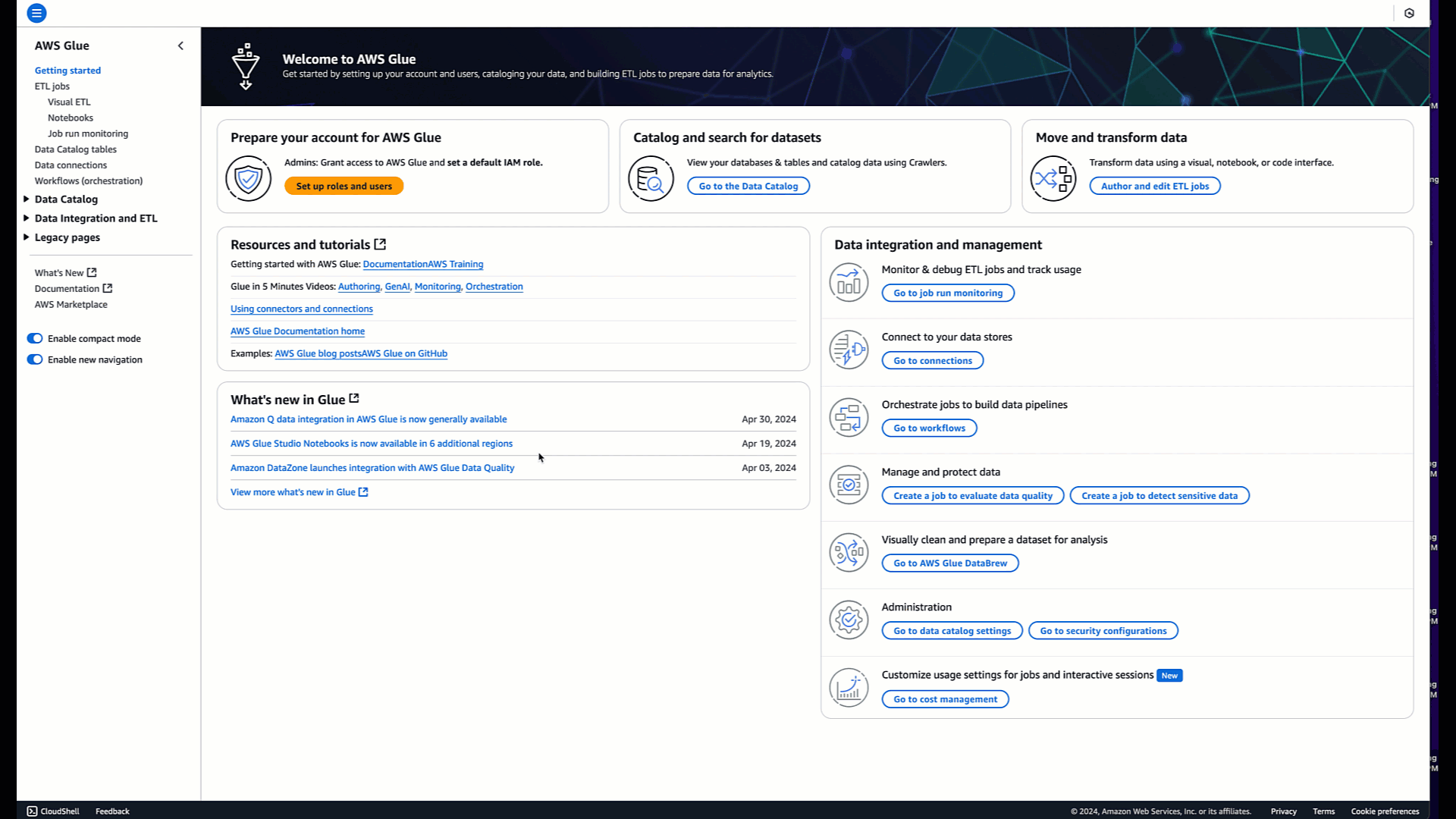 ETL tools example aws glue process