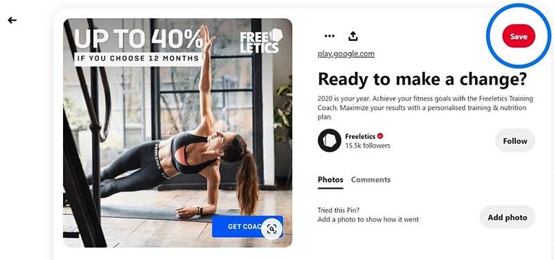 Freeletics-App-install-pin-example-on-pinterest