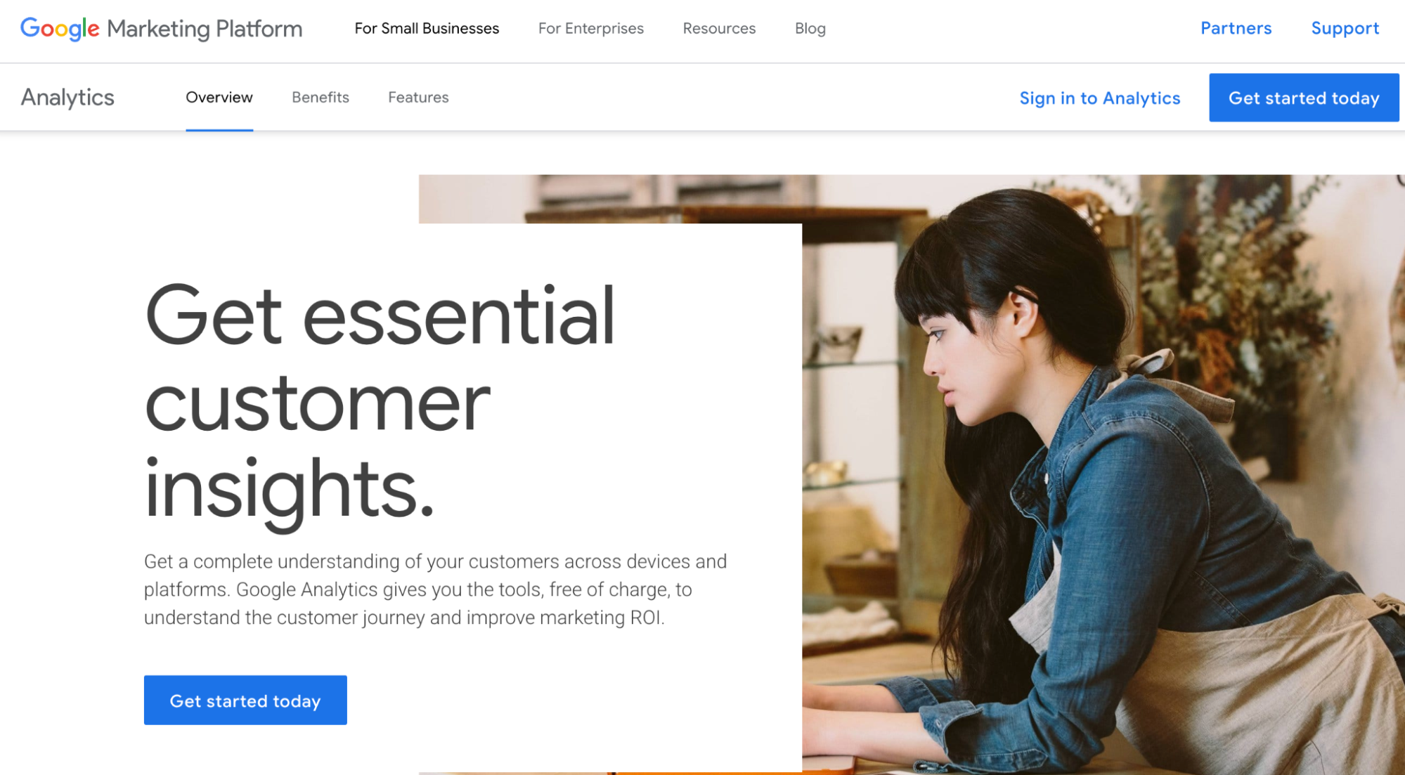 Screenshot of Google Analytics website
