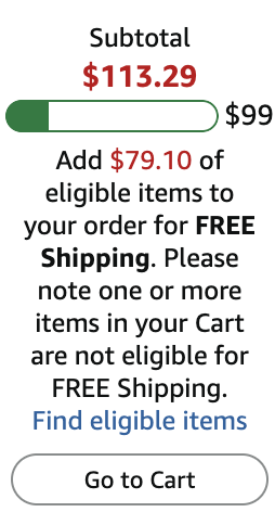 A screenshot from Amazon shopping cart.