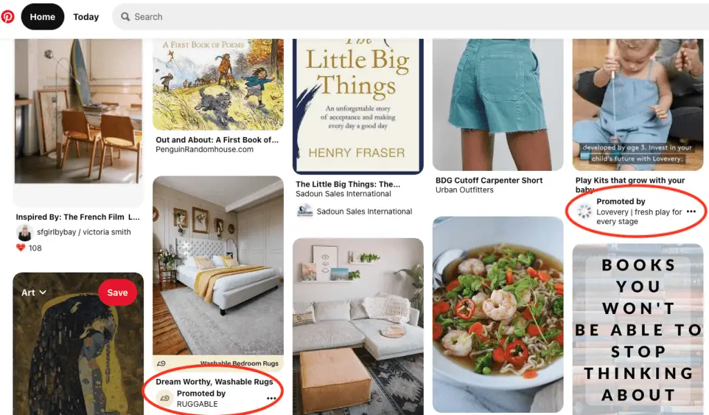 Image ad on pinterest