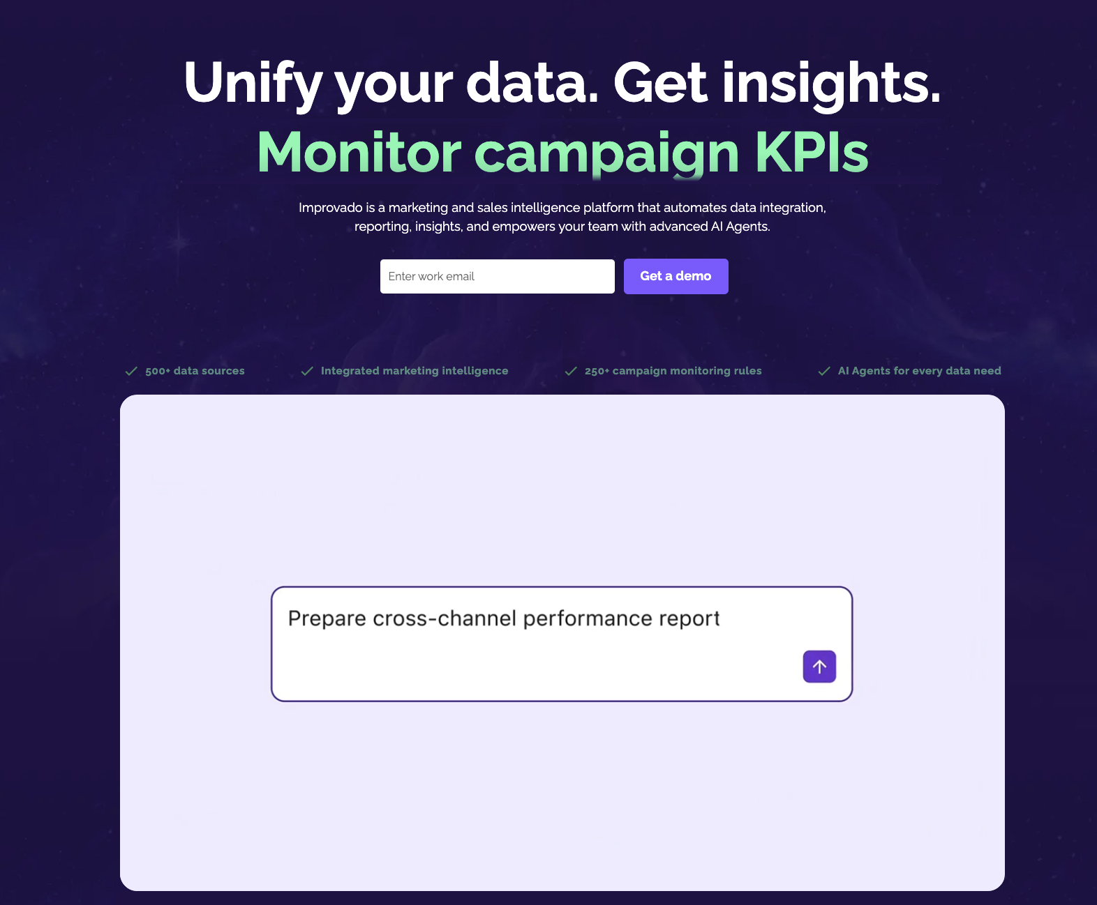 Screenshot of Improvado home page