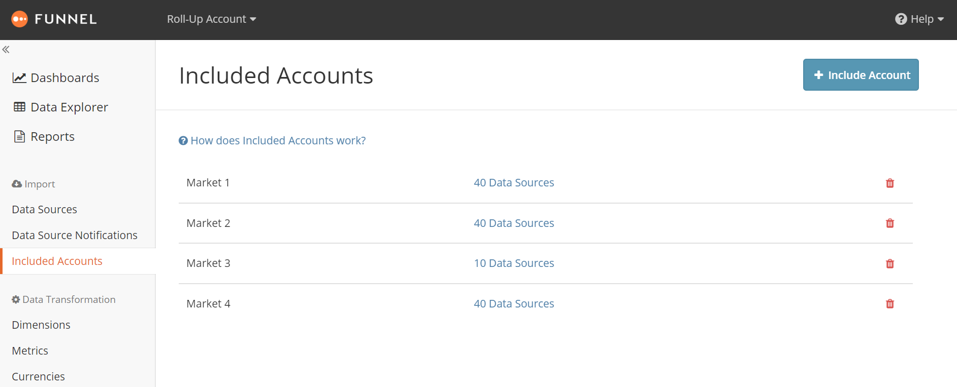 Included accounts section - Market
