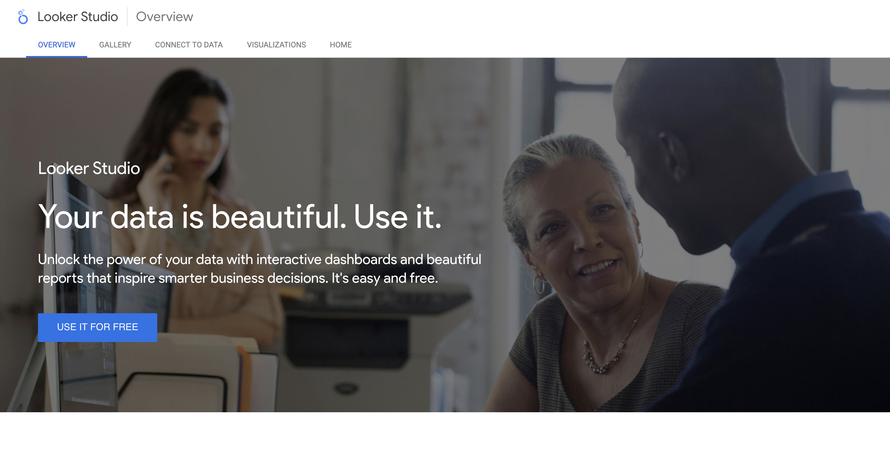 Looker Studio logged out homepage