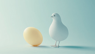 A chicken and an egg to represent the choice 