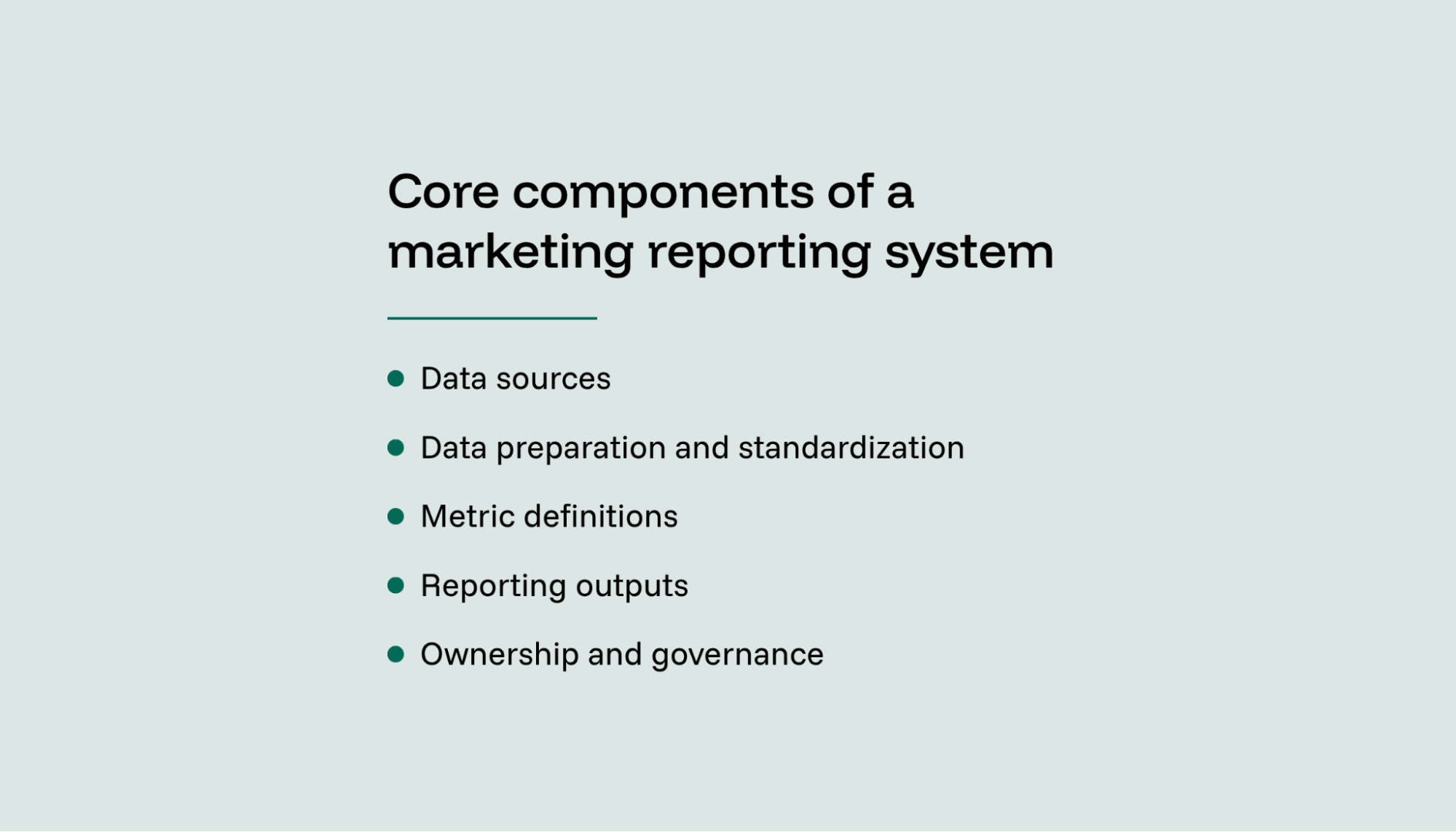 Components of a marketing reporting system