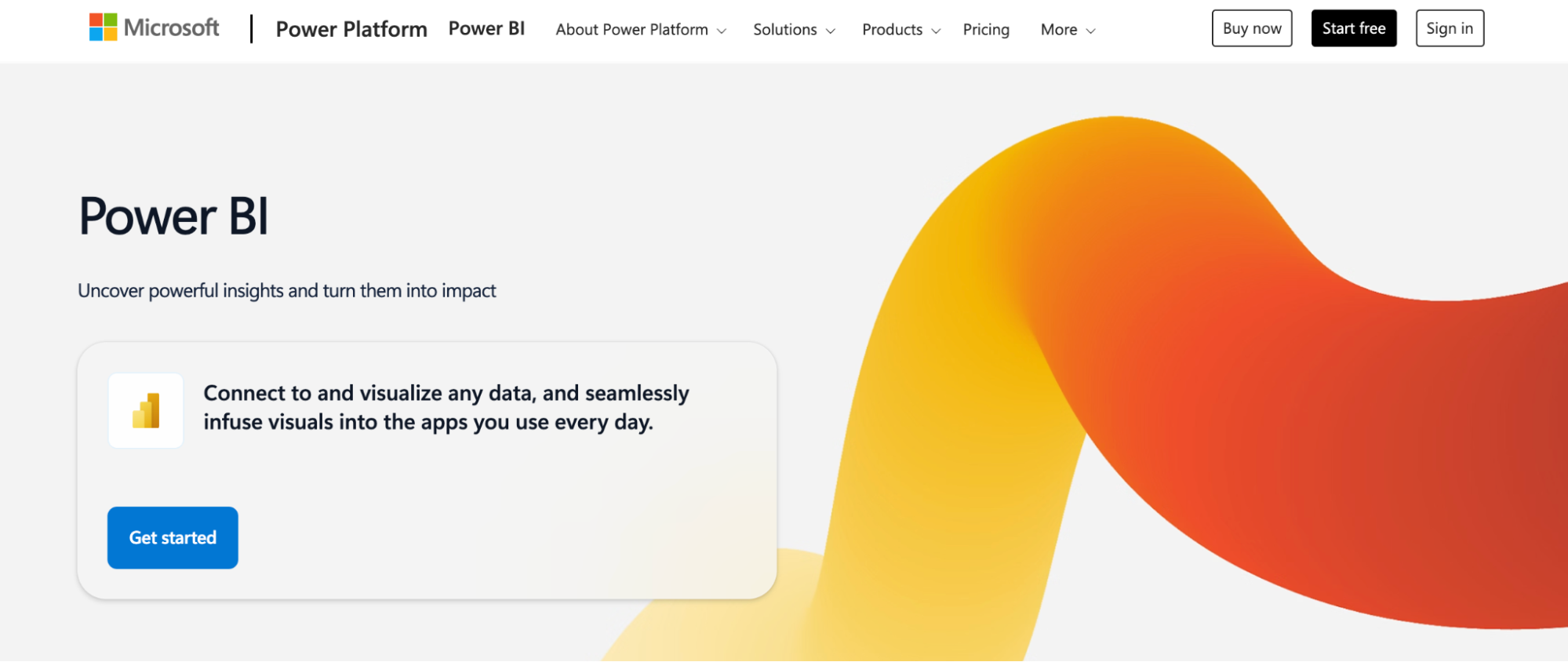 Screenshot of Power BI website