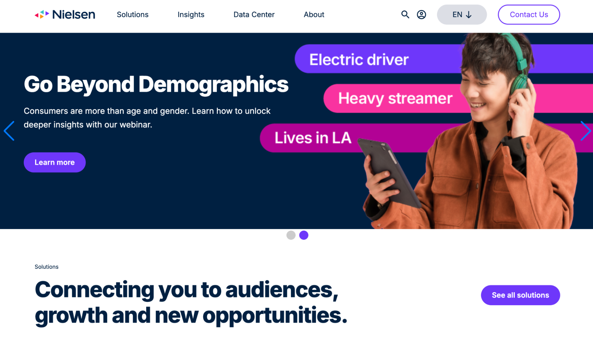 Screenshot of Nielsen website