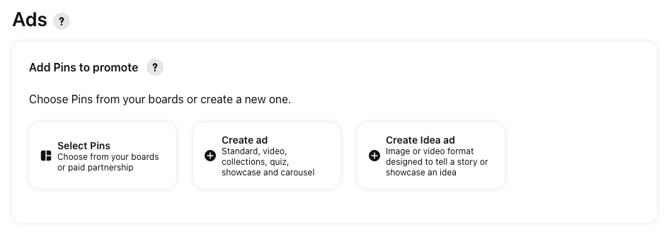 Pinterest manual campaign ad design