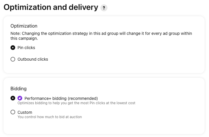 Pinterest manual campaign optimization and delivery