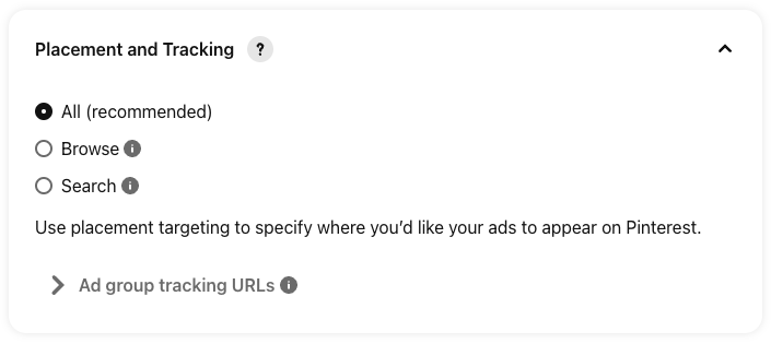 Pinterest manual campaign placement and tracking