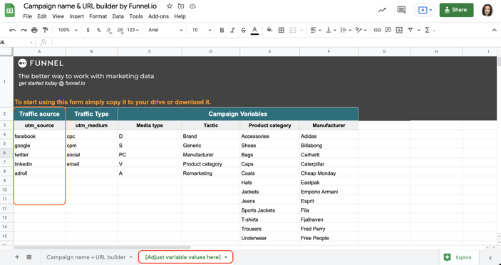 create your traffic type