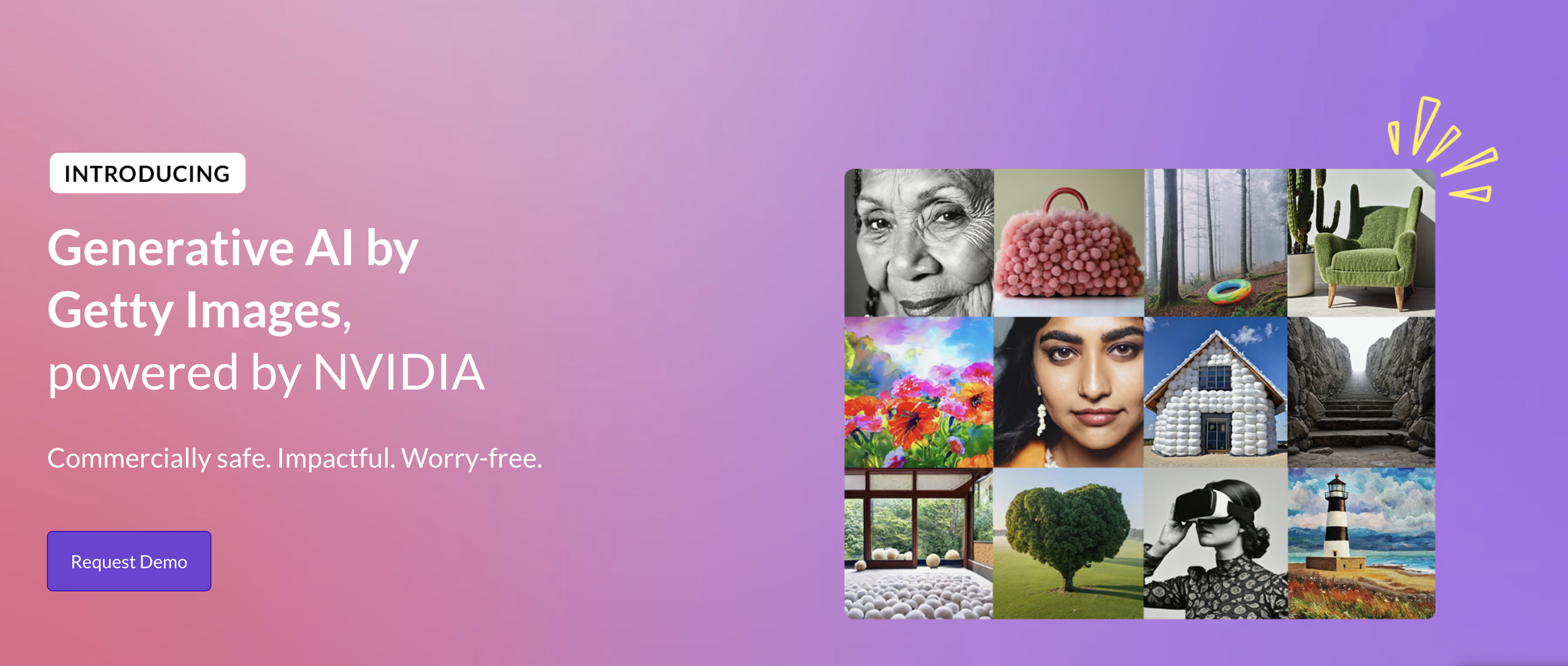Getty AI images homepage