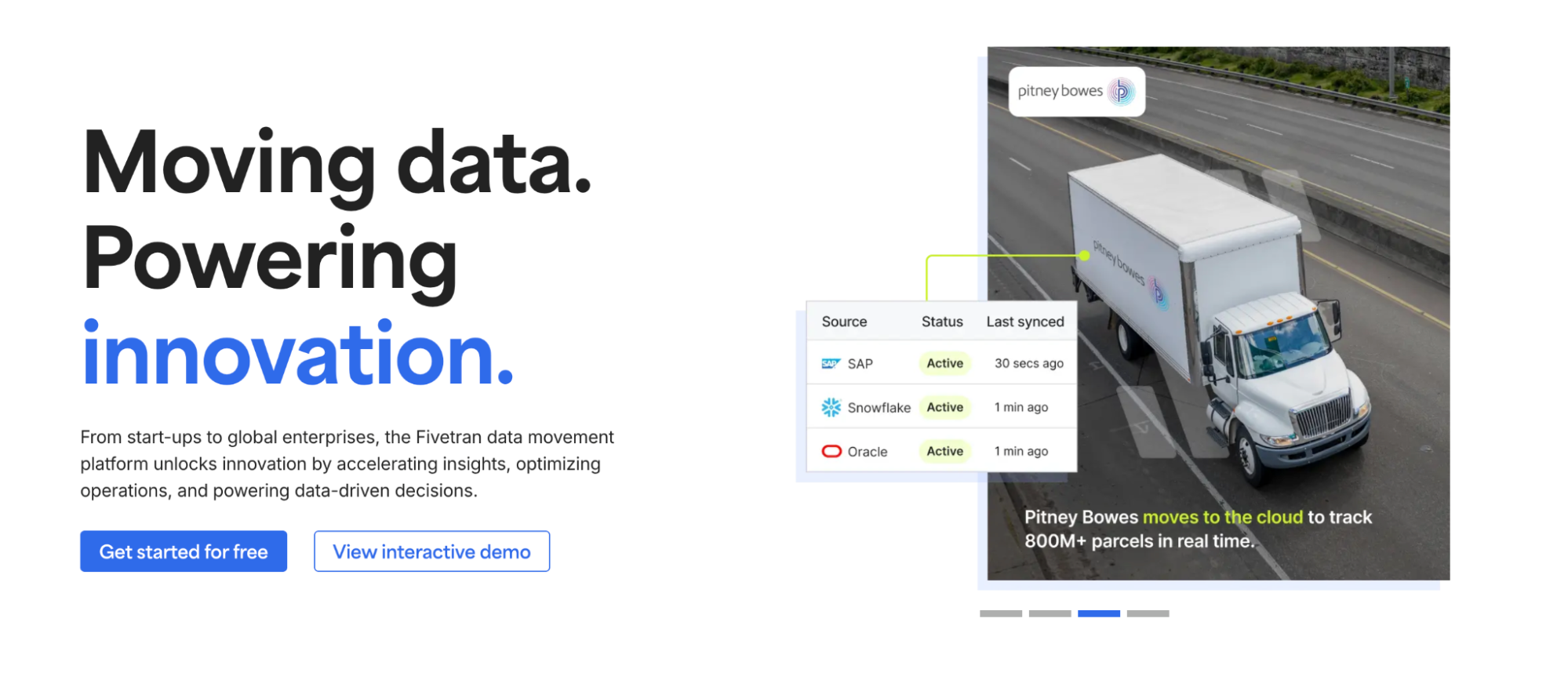 Screenshot of Fivetran's home page