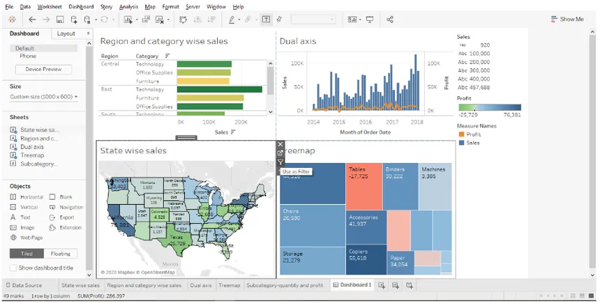 A screenshot of Tableau's dashboard.
