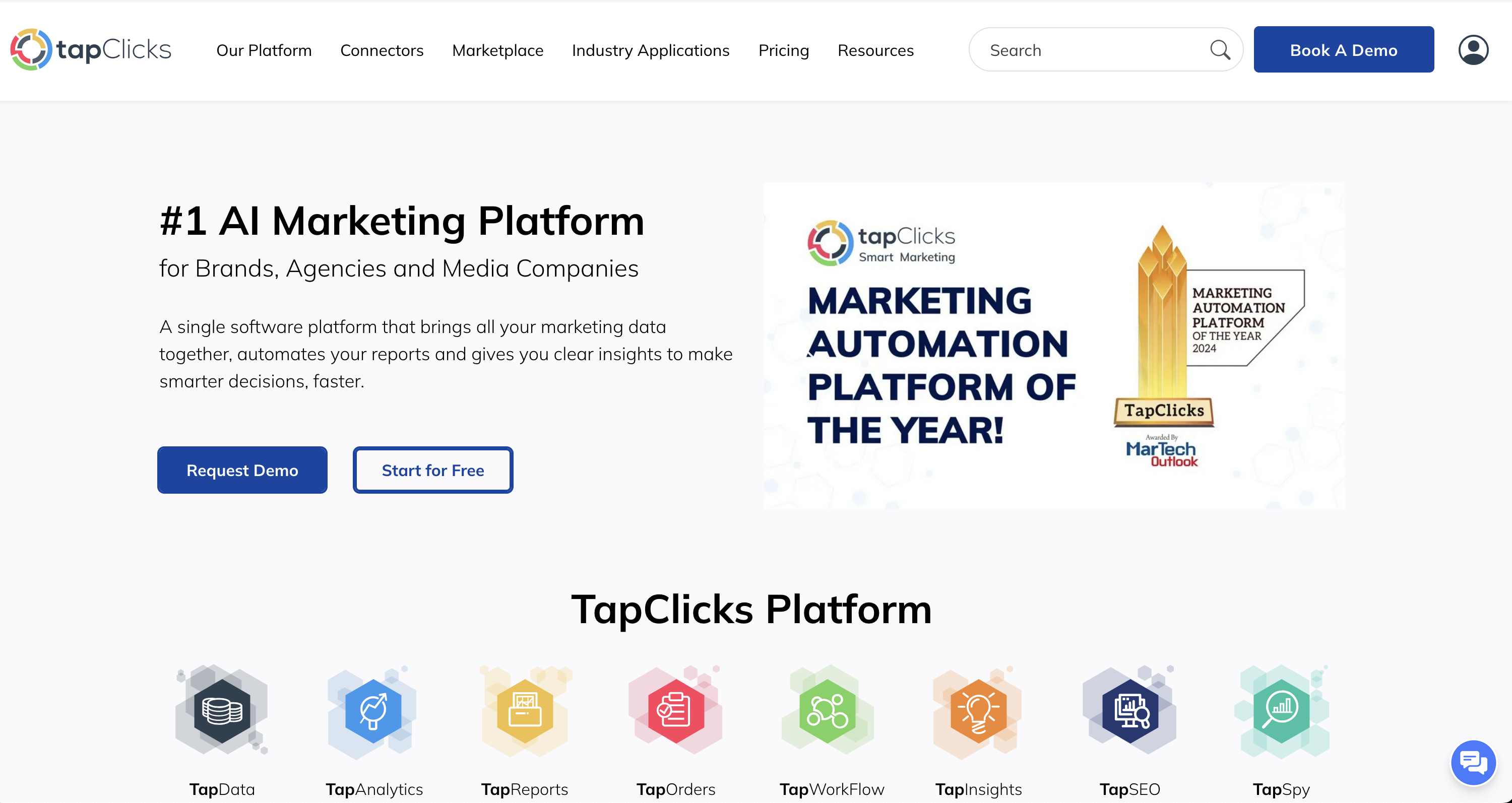 TapClicks homepage