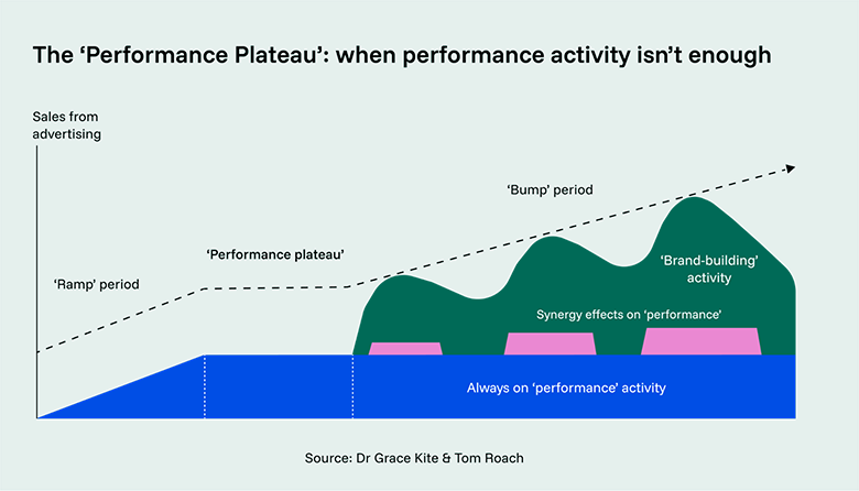 Graph representing the plateau of growth based on performance marketing