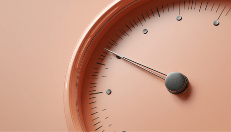 A gauge showing a needle moving past the optimal zone into diminishing returns