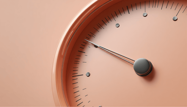 A gauge showing a needle moving past the optimal zone into diminishing returns