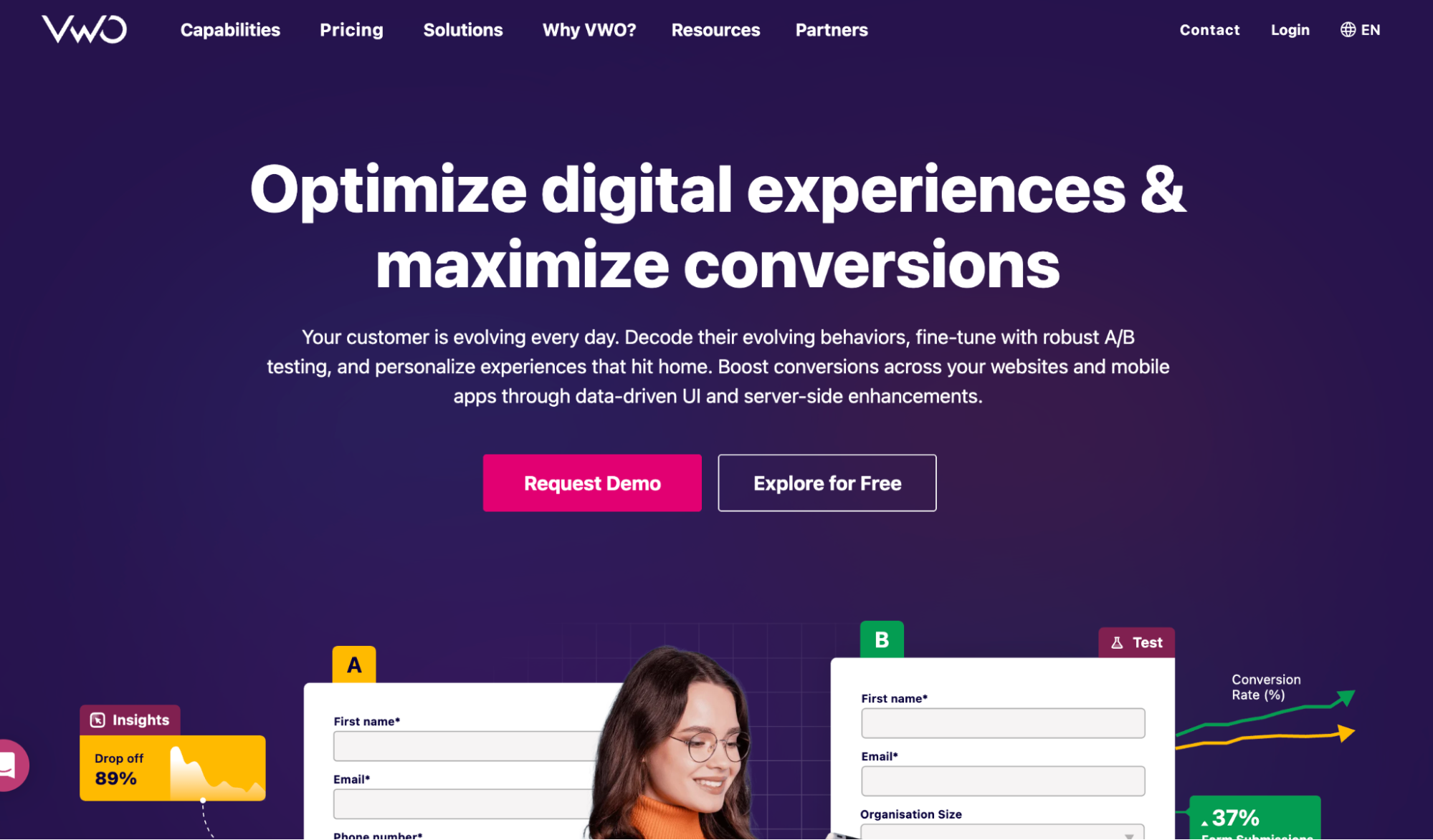 Screenshot of VWO website