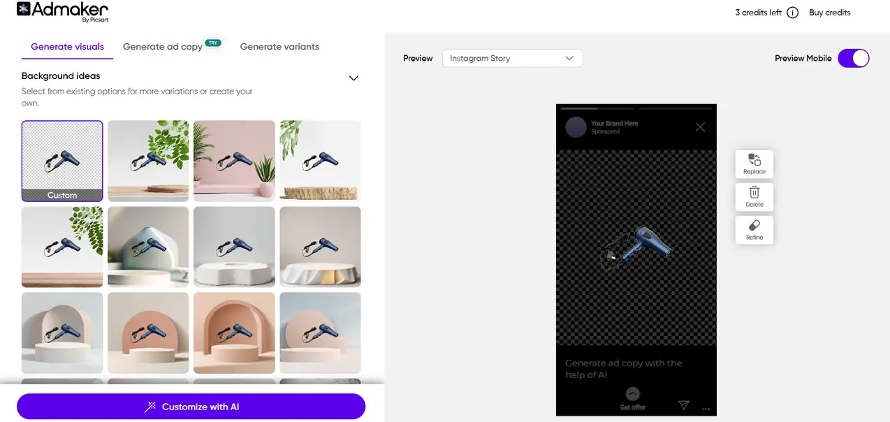 admaker by picsart design dashboard