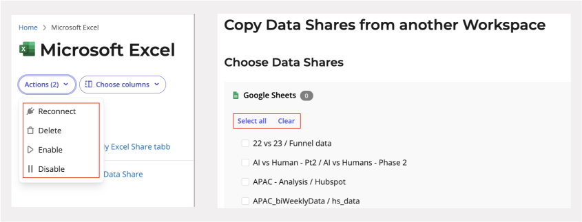 bulk actions