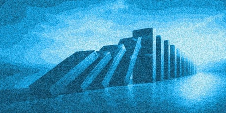 a series of dominoes falling down one by one