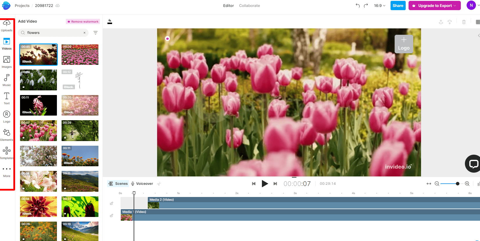 invideo design dashboard