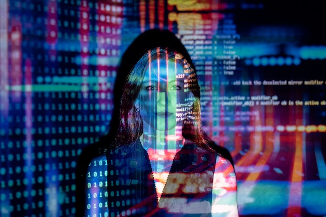 woman with digital data projected on her represent modern data stack