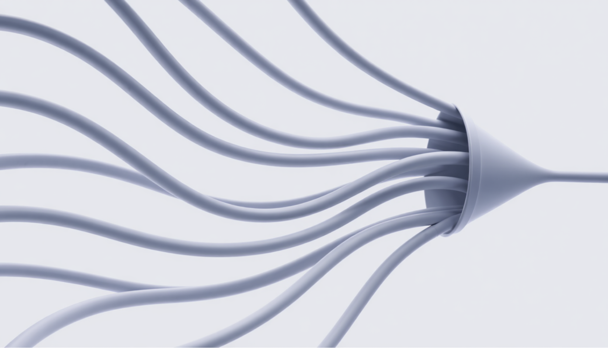 Colorful data connectors converging into a single streamlined dashboard