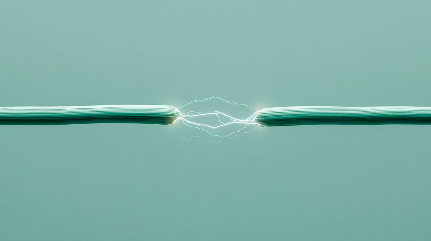 Two cables with electricity arcing between them.