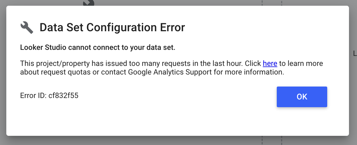 How to solve 'Data Set Configuration Error' from GA4 in Looker Studio