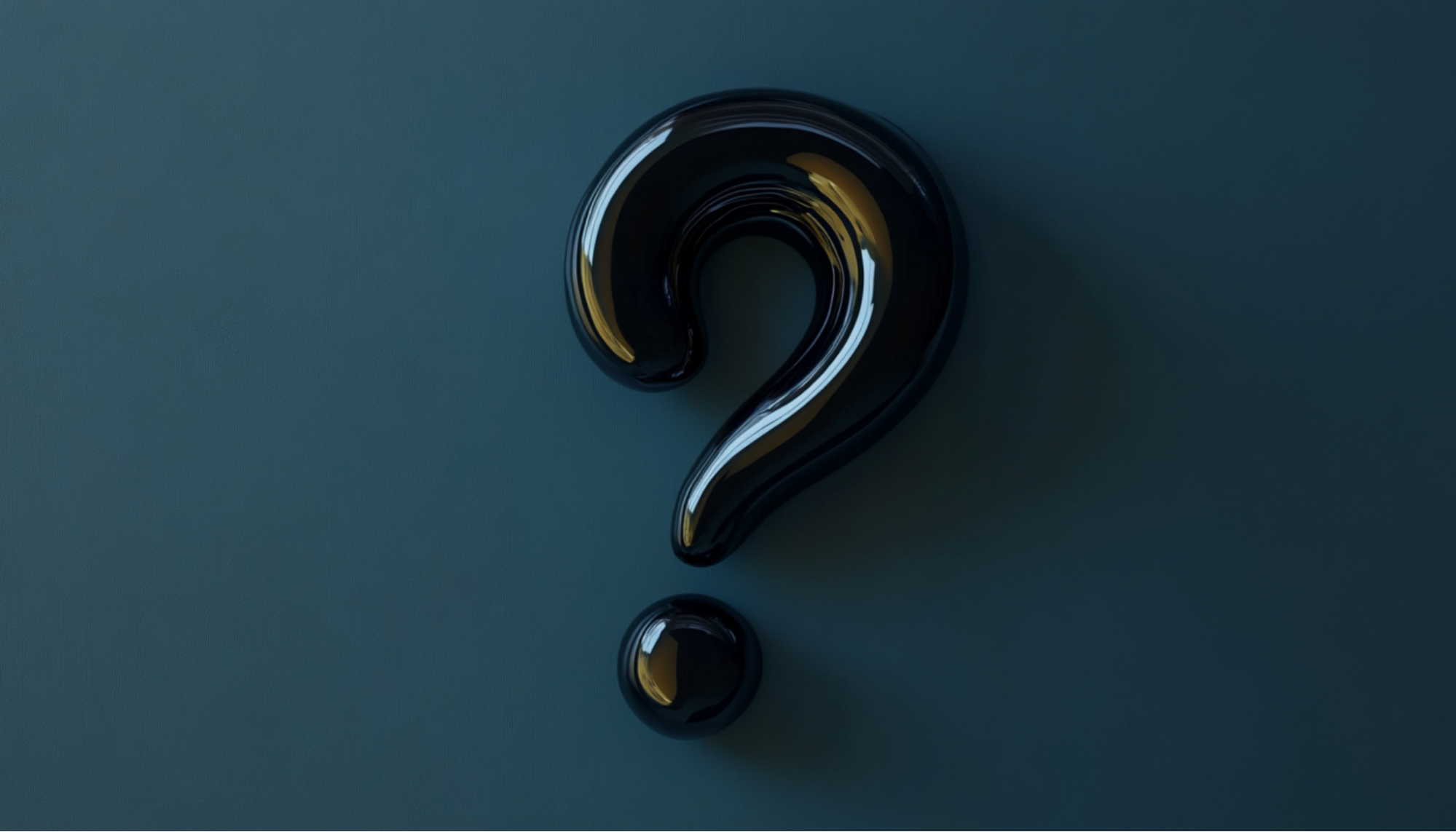 A question mark on a pastel background