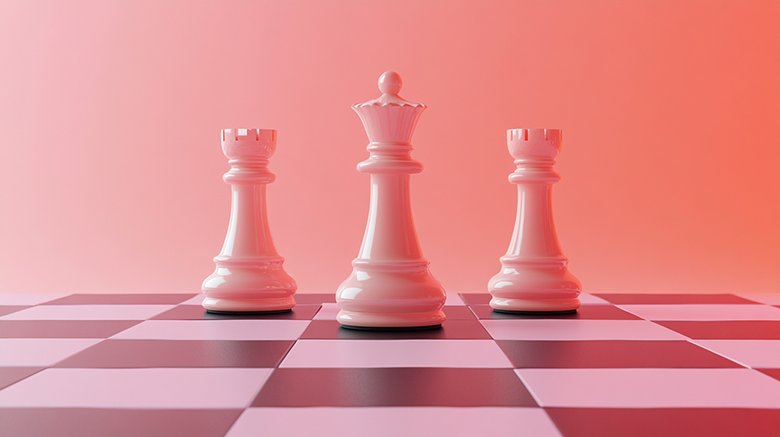 Chess pieces on a board representing checkmate