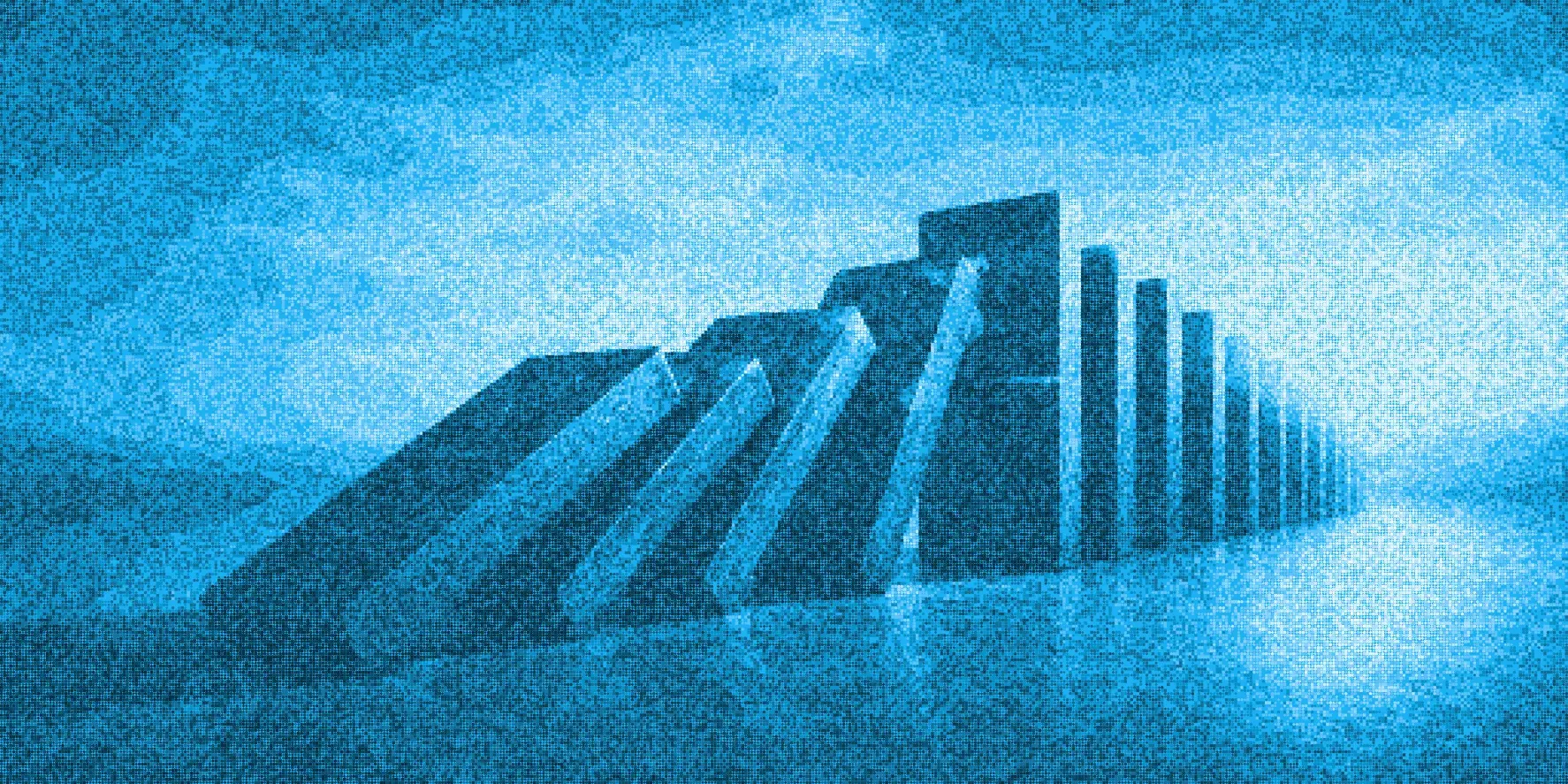 a series of dominoes falling down one by one