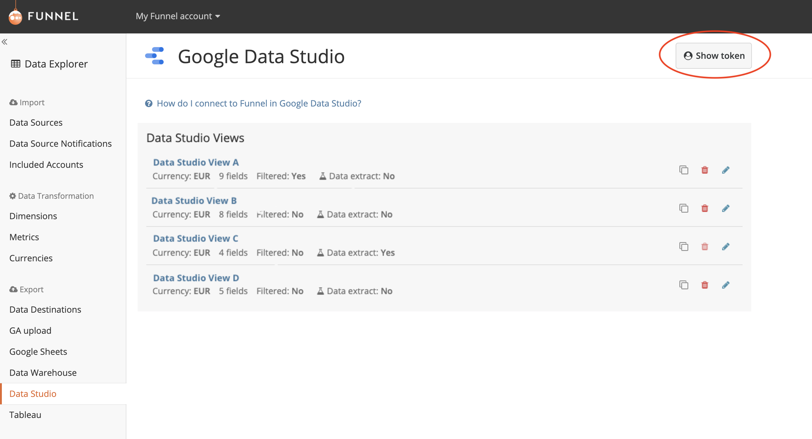 Simplified Data Studio connection